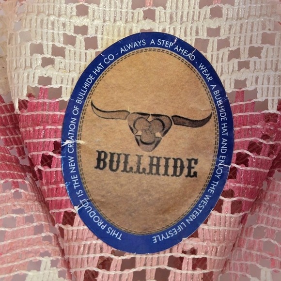 Bullhide Teenage Dream Girls Cowboy Hat Pink Straw Stripes Made In Mexico - Picture 6 of 9